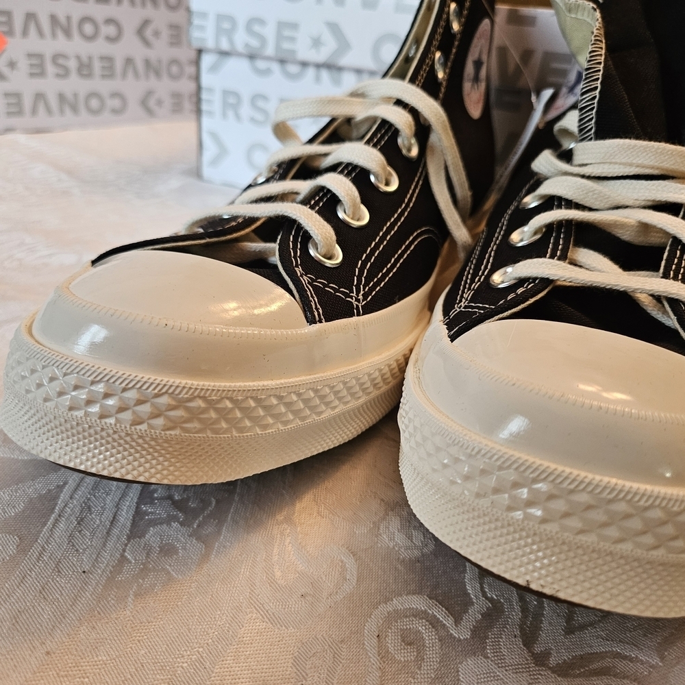 Converse x Comme des Garçons Black High-Top Sneakers, Men's 12, Women's 14, NIB - Picture 6 of 8